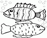 deux poissons et des bulles dessin à colorier