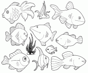 plein de poissons a colorier dessin à colorier