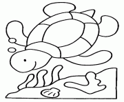 une tortue qui nage au fond de l ocean dessin à colorier