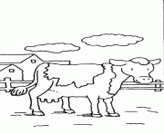 une vache dans un pre dessin à colorier
