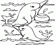 dauphins et un ballon dessin à colorier