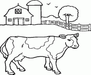 Vache a la ferme dessin à colorier