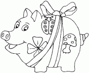 cochon en cadeau dessin à colorier