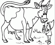 vache qui boit du lait dessin à colorier