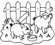 Coloriage deux cochons dans un coeur dessin