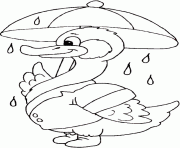 un canard avec un parapluie dessin à colorier
