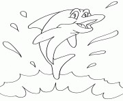 dauphin saute et fait eclabousseur dessin à colorier