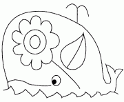 baleine et fleur dessin à colorier