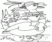 Coloriage canards avec chapeaux