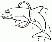 dauphin dans un cerceau dessin à colorier
