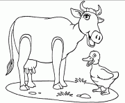 Coloriage une vache avec un canard