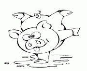 un cochon qui fait le poirier dessin à colorier