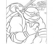 Coloriage tortue ninja se defend dessin