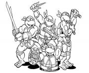 Coloriage tortue ninja avec sa moto dessin