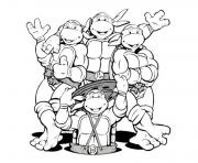 tortue ninja equipe fantastique dessin à colorier