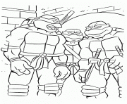 Coloriage tortue ninja en action dessin