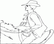 un cowboy sur un cheval dessin à colorier