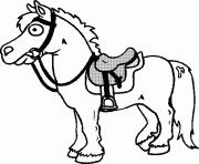 cheval avec sa selle pret a etre monte dessin à colorier