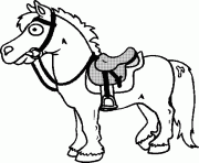 Coloriage cheval avec sa selle pret a etre monte