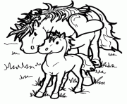 Coloriage chevaux avec un petit coeur