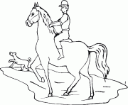 cavalier sur son cheval dessin à colorier