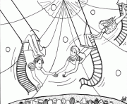 cirque trapezistes dessin à colorier