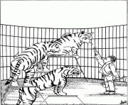 cirque tigres dresseur dessin à colorier