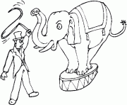 cirque dresseur avec un elephant dessin à colorier