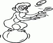 cirque singe jongleur dessin à colorier
