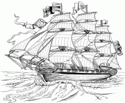 Coloriage bateau vieux voilier dessin