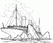 le Titanic heurte un iceberg dessin à colorier