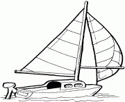 Coloriage bateau voilier en mer dessin