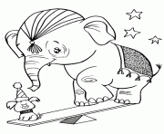 Coloriage un chien avec un elephant dans un cirque dessin