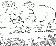 un elephant en savane dessin à colorier