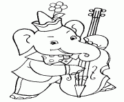 elephant qui joue de la guitare dessin à colorier