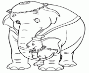 petit elephant avec sa mere dessin à colorier