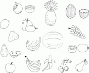 liste de fruits dessin à colorier