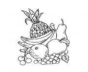 Coloriage fruits dessin de poires raisins pommes bananes cerises dessin