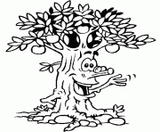 Coloriage Coco Lapin appuyer contre un arbre avec un jus de carotte dessin
