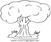 Coloriage licorne a cote d un arbre dessin