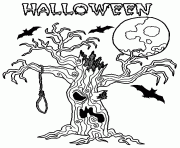 un arbre effrayant pour Halloween dessin à colorier