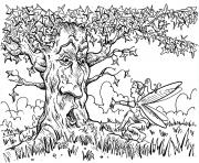 Coloriage Alice dors au pied de l arbre dessin