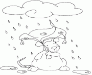 souris sous la pluie dessin à colorier