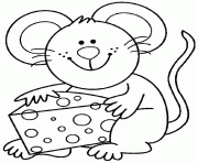 souris avec du bon fromage dessin à colorier