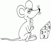 une souris devant du fromage dessin à colorier