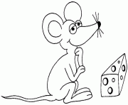 Coloriage une souris devant du fromage