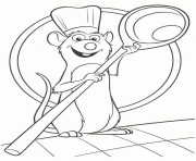 Coloriage ratatouille souris casse assiette dessin