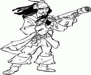 Jack Sparrow avec sa longue vue dessin à colorier