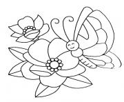 papillon et fleur dessin à colorier