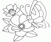 fleurs papillon dessin à colorier